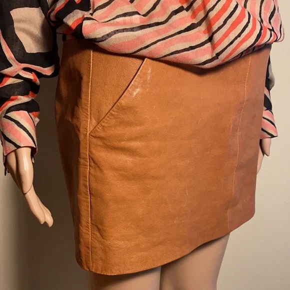 Thakoon Dress Tan Lambskin Leather skirt size 2-4 - Picture 3 of 10